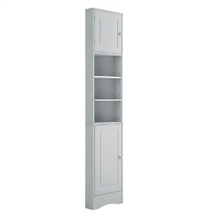 XINGHANZHENXUAN Corner Bathroom Storage Cabinet with Adjustable Shelves & Doors, Tall Space-Saving MDF Cabinet for Toiletries, Towels - 1 of 4