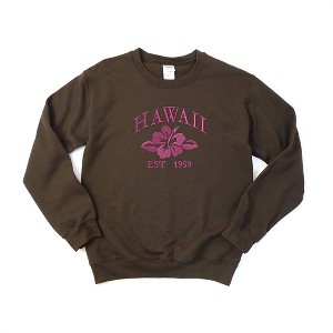 Simply Sage Market Women's Graphic Sweatshirt Embroidered Hawaii Flower - 1 of 3