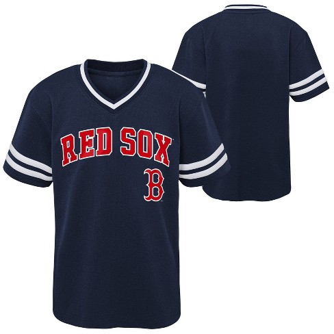 MLB Boston Red Sox Boys' White Pinstripe Pullover Jersey - M