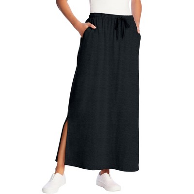 Woman Within Women's Plus Size Petite Sport Knit Side-Slit Skirt