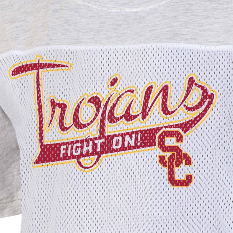 NCAA USC Trojans Women&#39;s White Mesh Yoke T-Shirt, 3 of 4