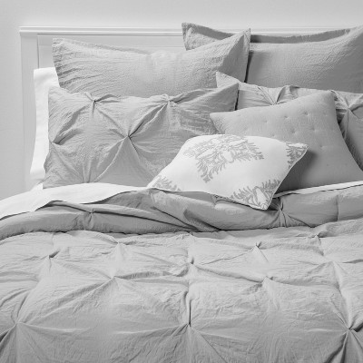 8pc Queen Pinch Pleat Comforter Set Gray - Threshold™