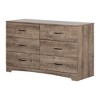 Step One 6 Drawer Double Dresser Weathered Oak - South Shore - 2 of 4