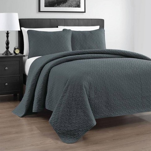 Eluxury Zaria Quilt Coverlet Set Queen Grey Target