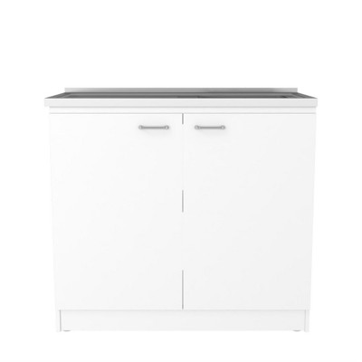LunaLulinlk Kitchen utility sink with storage, white
