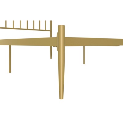 Giulia Gold Queen Metal Platform Bed with Vertical Slat Headboard