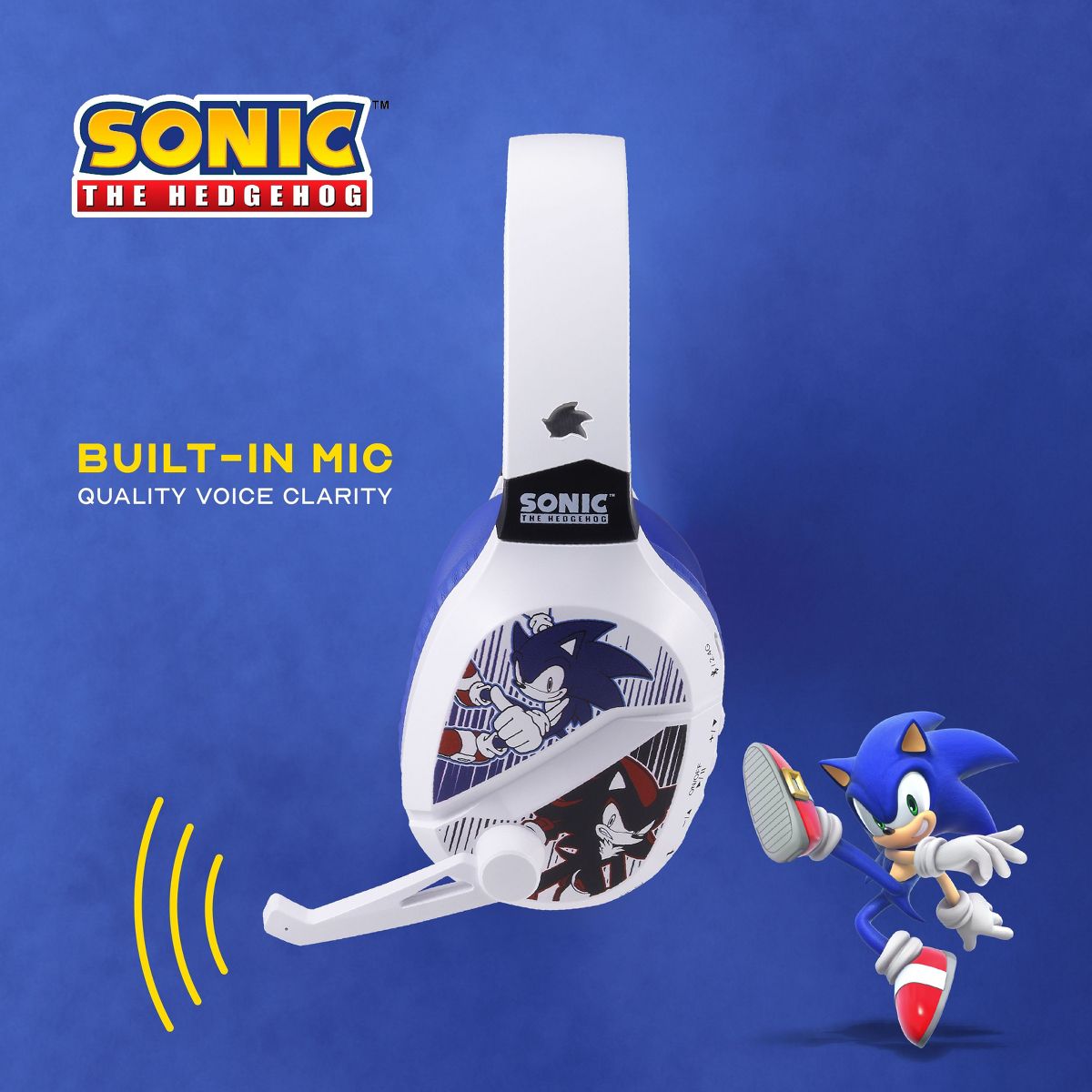 Sonic The Hedgehog Wireless Bluetooth Gaming Headset, Low Latency, Cushioned Ear Cups, Boom Mic, Adjustable for PC & Phones - thumbnail 2