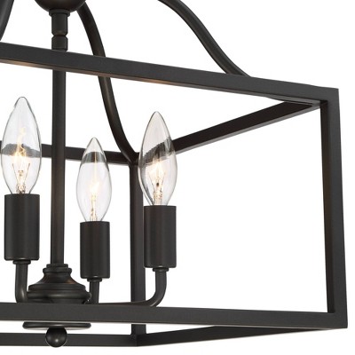 Elle 16" Farmhouse Black Square Cage 4-Light Ceiling Fixture