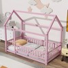 NicBex Twin Size Wood Tent Montessori Bed with House Roof Frame,Floor Bed with Safety Guardrails,Modern Toddler Bed for Bedroom - 2 of 4