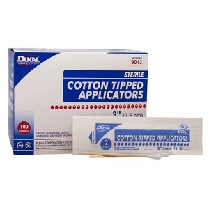 Dukal 9013 Cotton Tipped Applicators Swabsticks Wood Shaft 3 in. (2 Pack) (Box of 100) - 1 of 4