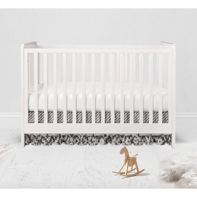 Bacati - Love Gray/Silver 3 Layer Ruffles Crib or Toddler Bed Skirt