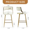 Leovsnove Set of 2,26'' Counter height bar stools Corduroy kitchen island counter bar stool with back,golden chromed base and footrest - 3 of 4