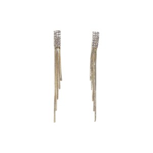 Slickblue Women's Earrings, Gold Snake Chain Tassel Drops with Faux Diamond Incrustation, 3.5" Length, Alloy - 1 of 4