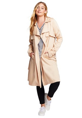 June + Vie by Roaman's Women's Plus Size Twill Trench Coat, 10/12 - New  Khaki