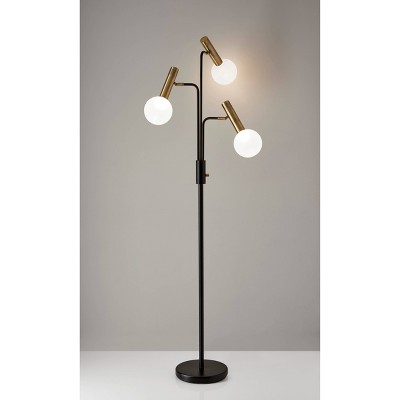 Sinclair Adjustable Multi-Head 70'' LED Floor Lamp in Black and Antique Brass