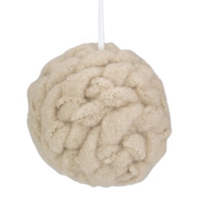 Northlight 3.75" Beige Woven Yarn Ball Hanging Christmas Ornament