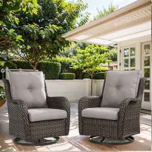 Buenhomino Outdoor Swivel Glider Rocking Chairs Set, 2 Pieces Rattan Wicker Patio Furniture Set for Porch Pool Deck Yard Garden - 1 of 4