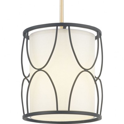 Progress Lighting Landree 1-Light Mini-Pendant, Black Silk, White Shade
