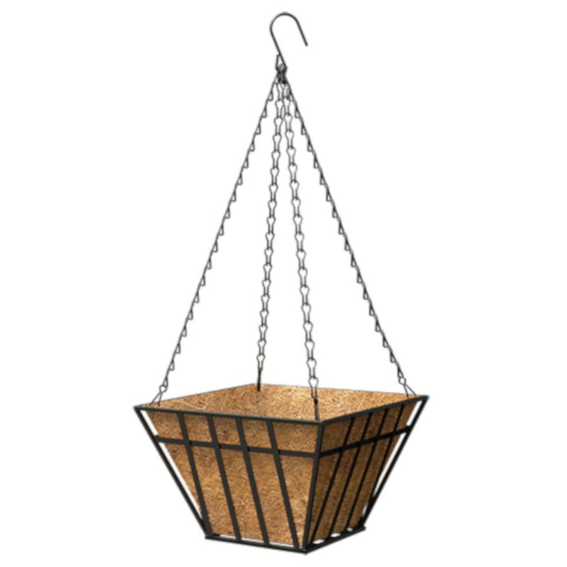Panacea 9 in. H X 14 in. W X 14 in. D Steel English Wide Band Hanging Basket Black, 1 of 2