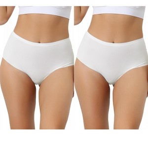 Allegra K Women's High Waisted Silky Breathable No Trace Hipster Stretch Briefs 2 Packs - 1 of 4
