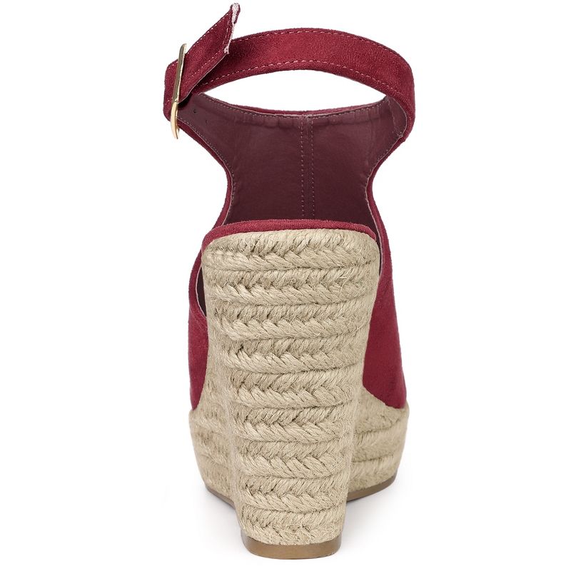 Allegra K Women's Slingback Peep Toe Espadrilles Platform Wedge Heels Sandals, 3 of 7