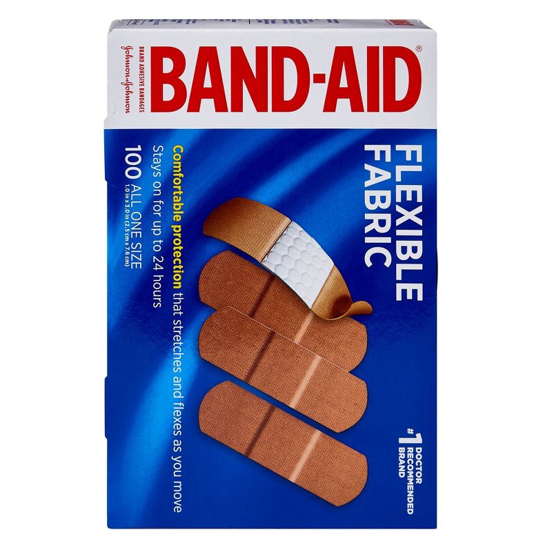 Band-Aid Tan Fabric Adhesive Bandage Sterile 1 x 3" 100 per Box, 2 of 4