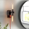 C Cattleya 2-Light Black Wall Sconce with GFCI Outlet and Clear Glass Tubes - 2 of 4