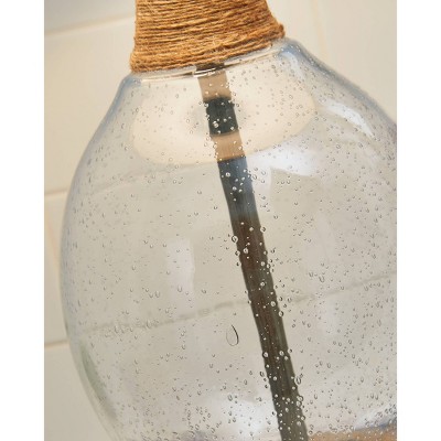 Clayleigh 23.5" Beige and Clear Glass Table Lamp Set with Rope Detail