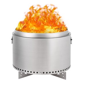 20.5" Smokeless Fire Pit with Air Switch, Wood Burning Portable Stainless Steel Outdoor Firepit with Removable Stand and Ash Pan - 1 of 4