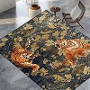 Washable Rugs Modern Tiger Rug Non-Slip Boho Vintage Floral Print Low Pile Stain Resistant Carpet for Bedroom Living Room - 2 of 2