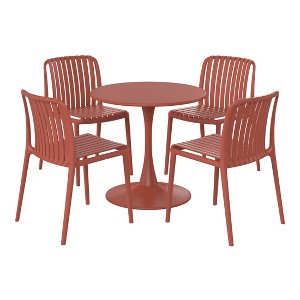 WestinTrends Playa 5-Piece Outdoor Metal Dining Table Set And Stackable Resin Patio Chairs - 1 of 4