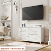 Aoibox White Dresser with 5 Fabric Storage Drawers Wooden Top Steel Frame Modern Chest for Bedroom Closet Kids Room - 3 of 4