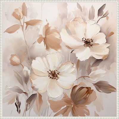 Scented Petals Beige and White Canvas Art in Sylvie White Frame