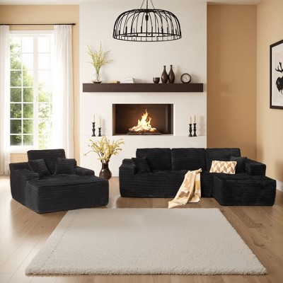 XIZZI Modular Sectional Sofa Couch, L/U-Shape Upholstered Couch, Modern Minimalist Couches for Living Room, Free Combination Deep Seat Corner Couch