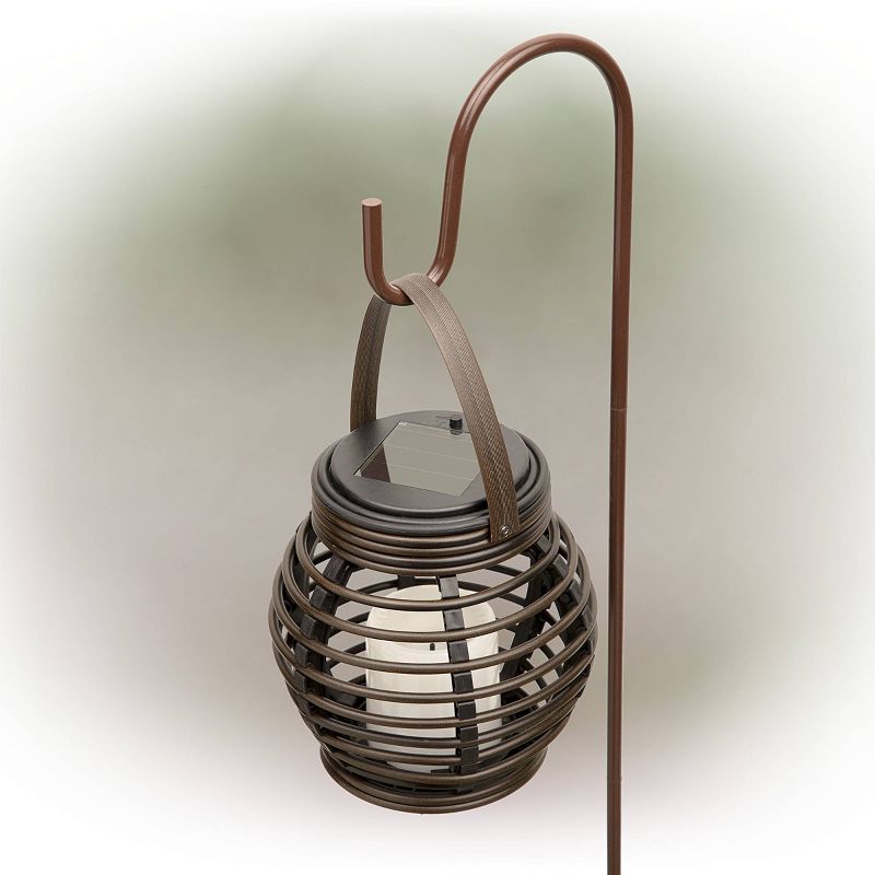 Solar Outdoor Lantern with Shepherd Hook Stake Brown - Alpine Corporation, 4 of 8