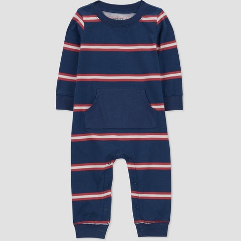 Carter's Just One You® Baby Boys' Striped Jumpsuit - Navy Blue : Target