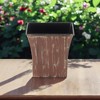 HomeRoots 7" Brown and Ivory Abstract Recycled Plastic Indoor Outdoor Square Nursery Pot - 2 of 3