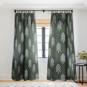 CoastL Studio Pine Trees Olive Single Panel Sheer Window Curtain - Deny Designs - 1 of 4