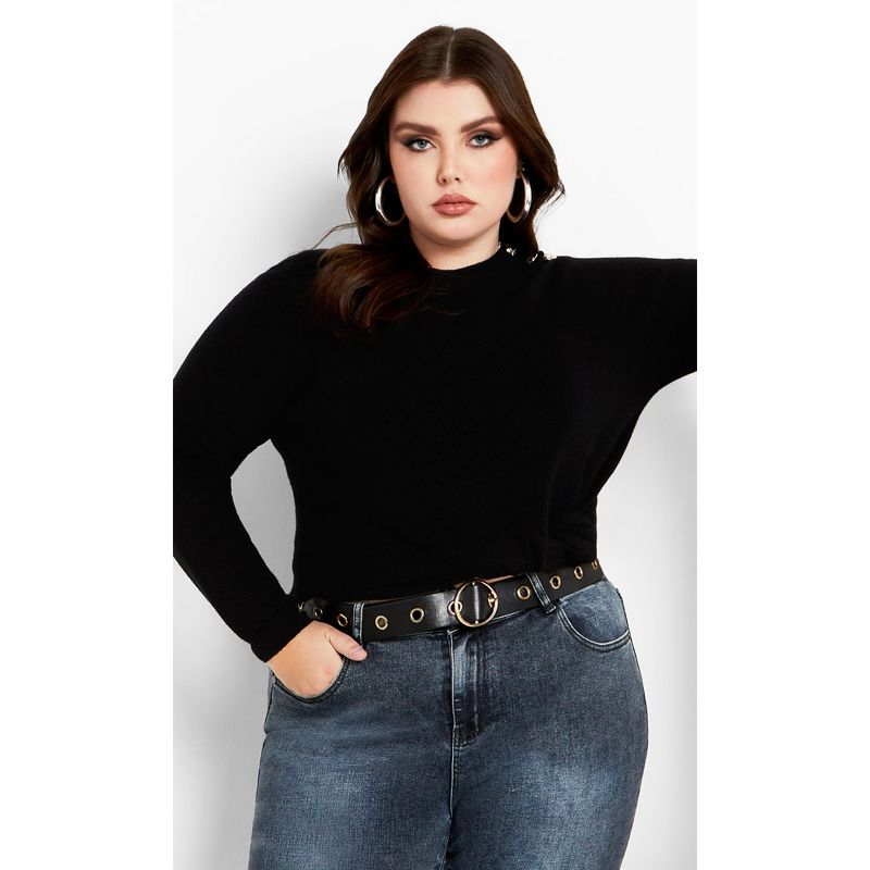 Women's Plus Size Royal Sweater - black | CITY CHIC, 1 of 8
