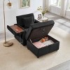 Single Sofa with Storage Ottoman, Multi-Functional Sofa with USB and Foldable Side Table, Corduroy Lazy Sofa with Wood Frame-Coolbibila - 2 of 4