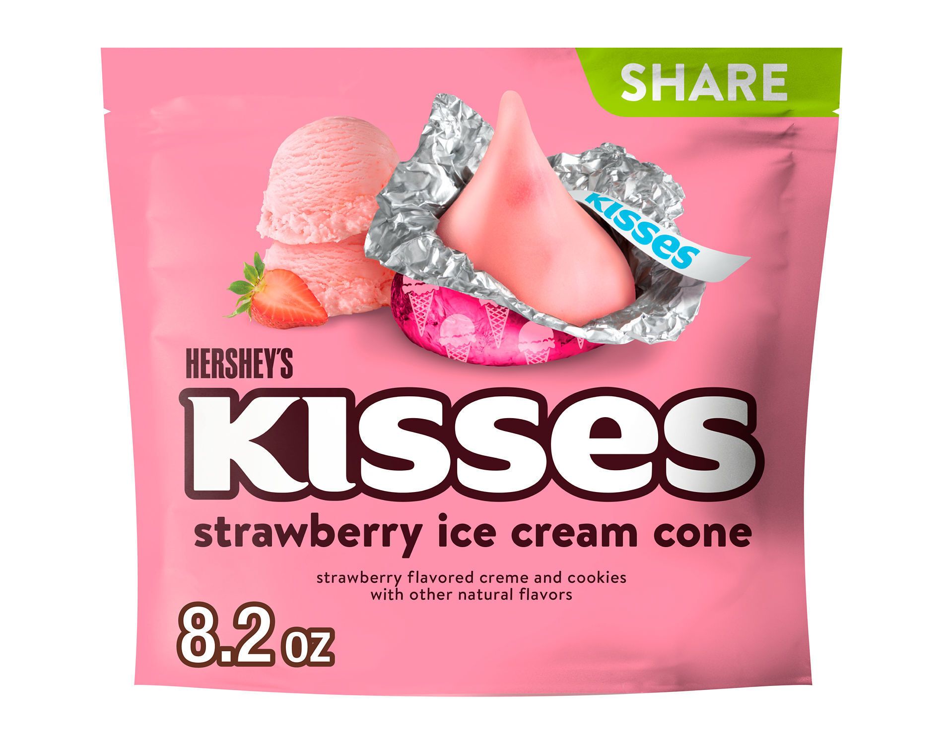 HERSHEY'S Kisses Strawberry Ice Cream Cone Flavored Chocolate Candy - 8.2oz