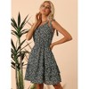 Allegra K Women's Floral One Shoulder Ruffle Swing Flowy Mini Sundresses - 2 of 4