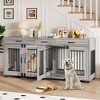 Modern Double Dog Crate Furniture - 71" Wooden Kennel for 2 Dogs, Heavy-Duty Pet House w/Divider & 3 Drawers, Furniture Style TV Stand - 3 of 4