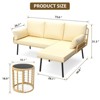 Outdoor Rattan Chaise Lounge Set with Iron Frame and Glass Table, Weather-Resistant PE Rattan - 4 of 4