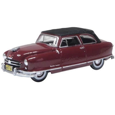 1950 Nash Rambler Custom Landau Convertible (Closed) Sunset Maroon w/Black 1/87 (HO) Scale Diecast Model Car by Oxford Diecast