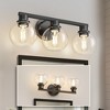 19 in. 3-Light Black Bathroom Vanity Light with Clear Globe Shades, LED Interior Lighting for Powder Room - 3 of 4