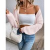 Womens Cropped Sweater Cardigan Sweater Knit Bolero Open Front Cropped Cardigan with Lantern Sleeve - 3 of 4