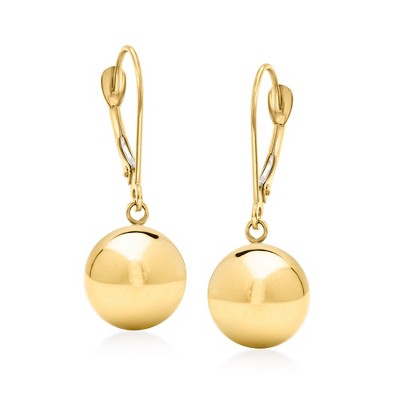 Ross-Simons 14kt Yellow Gold 10mm Bead Drop Earrings