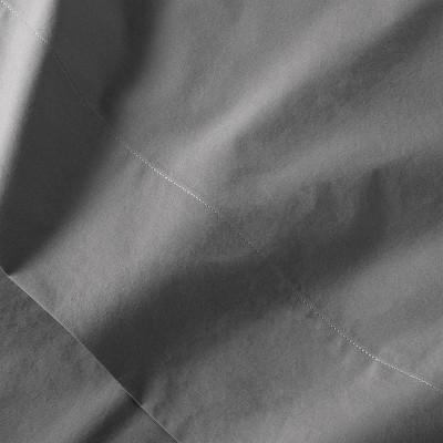 California King Washed Supima Percale Solid Sheet Set Dark Gray