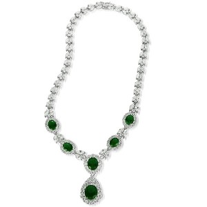 Guili Sterling Silver Rhodium-Plated Ruby Fancy Necklace in Green, Blue, or Red—Elegant, Stylish, and Perfect for Formal or Evening Wear. - 1 of 3